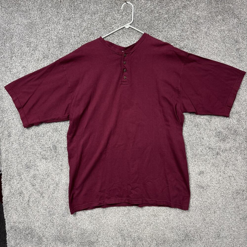 Vintage Bugle Boy Company Shirt Mens XL Maroon Henley 100% Cotton Casual 90s